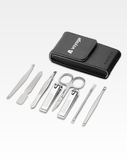 Nethers Voyage 8-In-1 Standard Stainless Steel Manicure / Nail Clipper Set With Clip On Carrier Case - Black